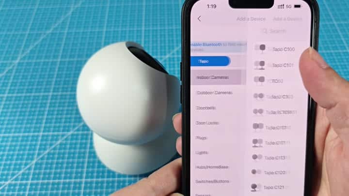 Add device screen in Tapo app Add device screen in Tapo app