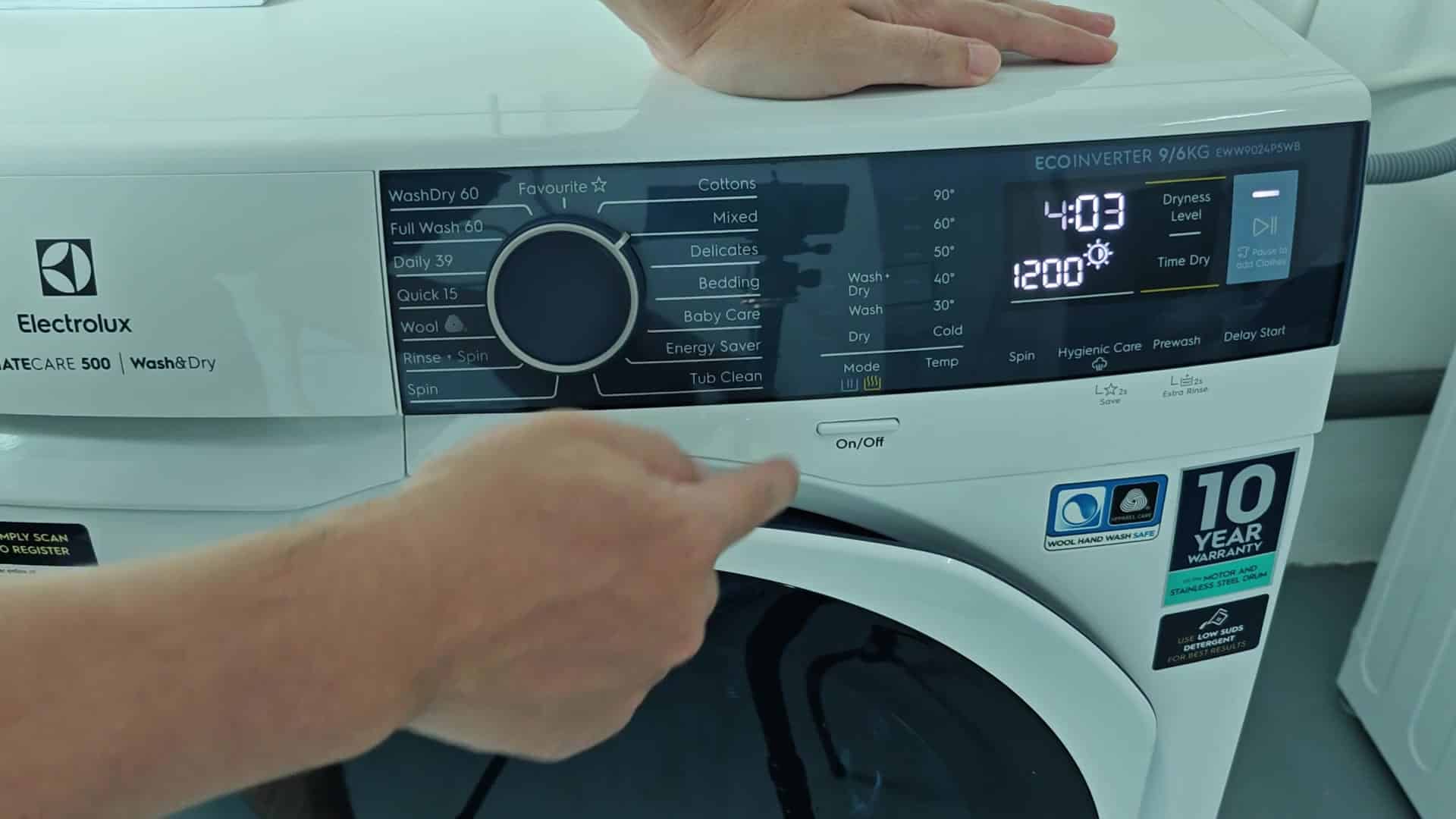 Adjust spin speed and time dry settings Adjust spin speed and time dry settings