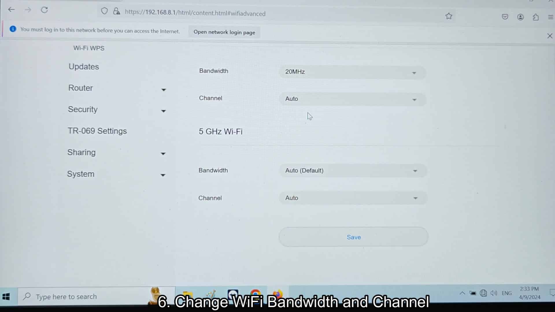 Adjusting WiFi bandwidth and channel settings Adjusting WiFi bandwidth and channel settings