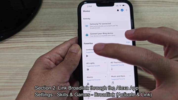 Alexa app home showing Samsung TV connected Alexa app home showing Samsung TV connected