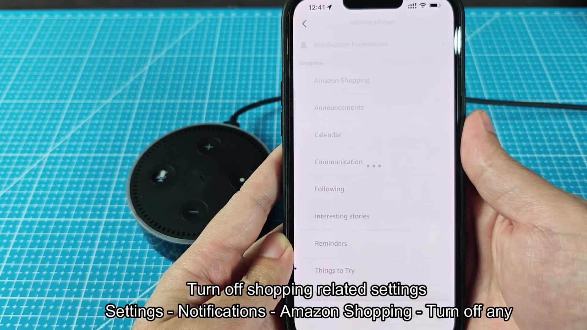 Amazon Shopping notification options visible Amazon Shopping notification options visible