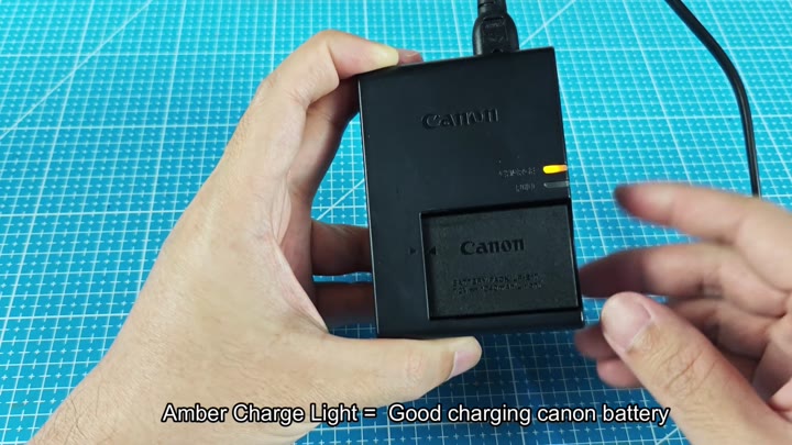 Amber light indicates charging Canon battery Amber light indicates charging Canon battery
