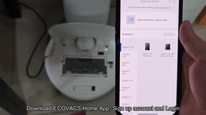 App detecting robot vacuum at charging dock App detecting robot vacuum at charging dock