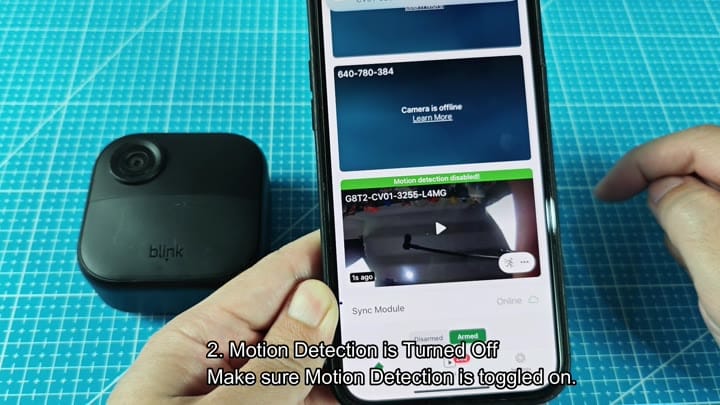 App displays motion detection is disabled App displays motion detection is disabled