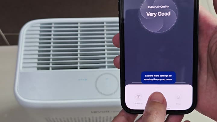 App shows good indoor air quality App shows good indoor air quality