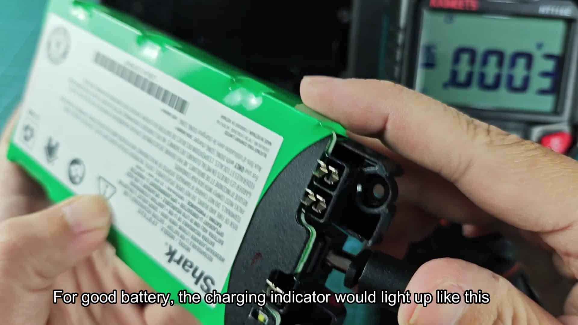 Battery connector LED charging indicator lit Battery connector LED charging indicator lit