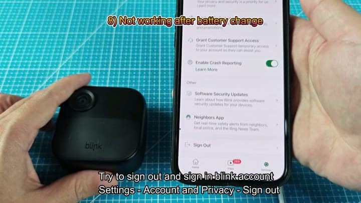Blink app account and privacy sign out Blink app account and privacy sign out