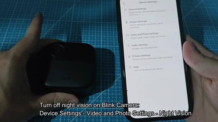 Blink app device settings menu Blink app device settings menu