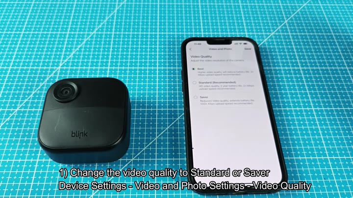 Blink app video quality settings menu options Blink app video quality settings menu options