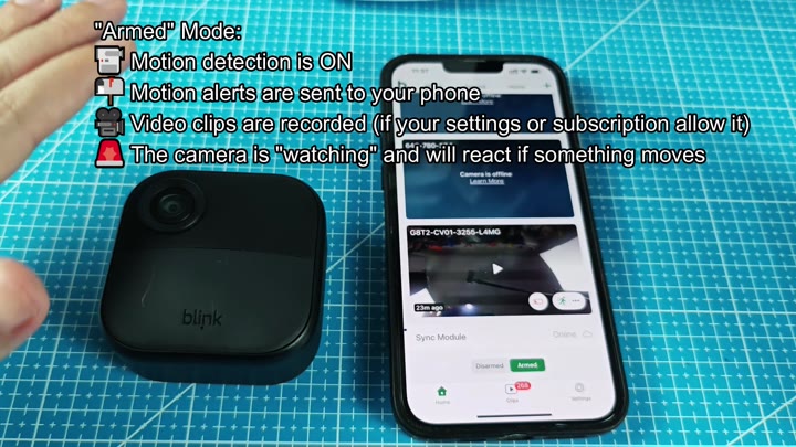 Blink camera and armed app status Blink camera and armed app status
