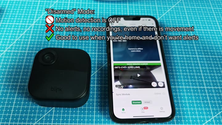 Blink camera and disarmed app status Blink camera and disarmed app status