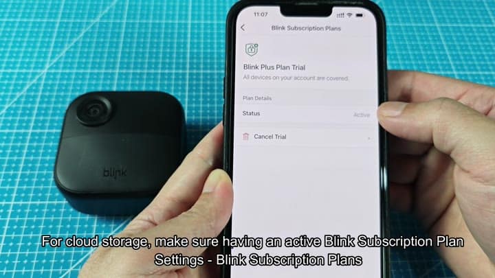 Blink subscription plans on smartphone screen Blink subscription plans on smartphone screen