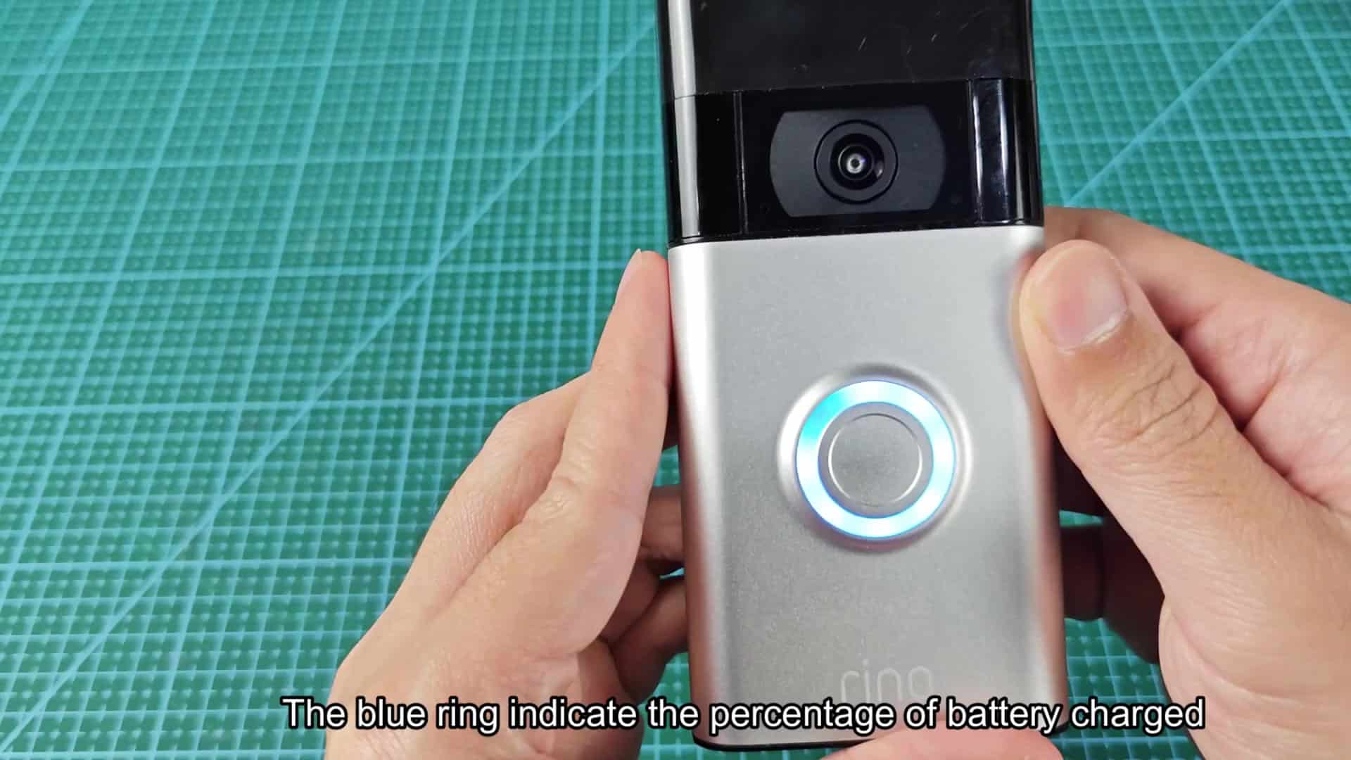 Blue ring light indicates battery status Blue ring light indicates battery status
