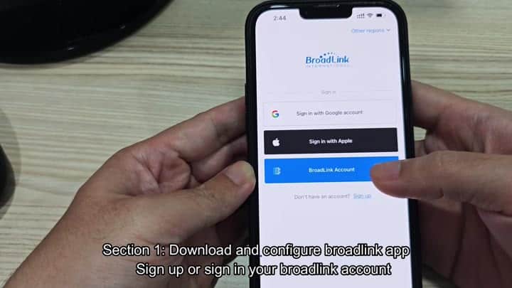 Broadlink app sign in screen Broadlink app sign in screen