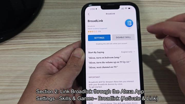 Broadlink skill settings and voice command examples Broadlink skill settings and voice command examples