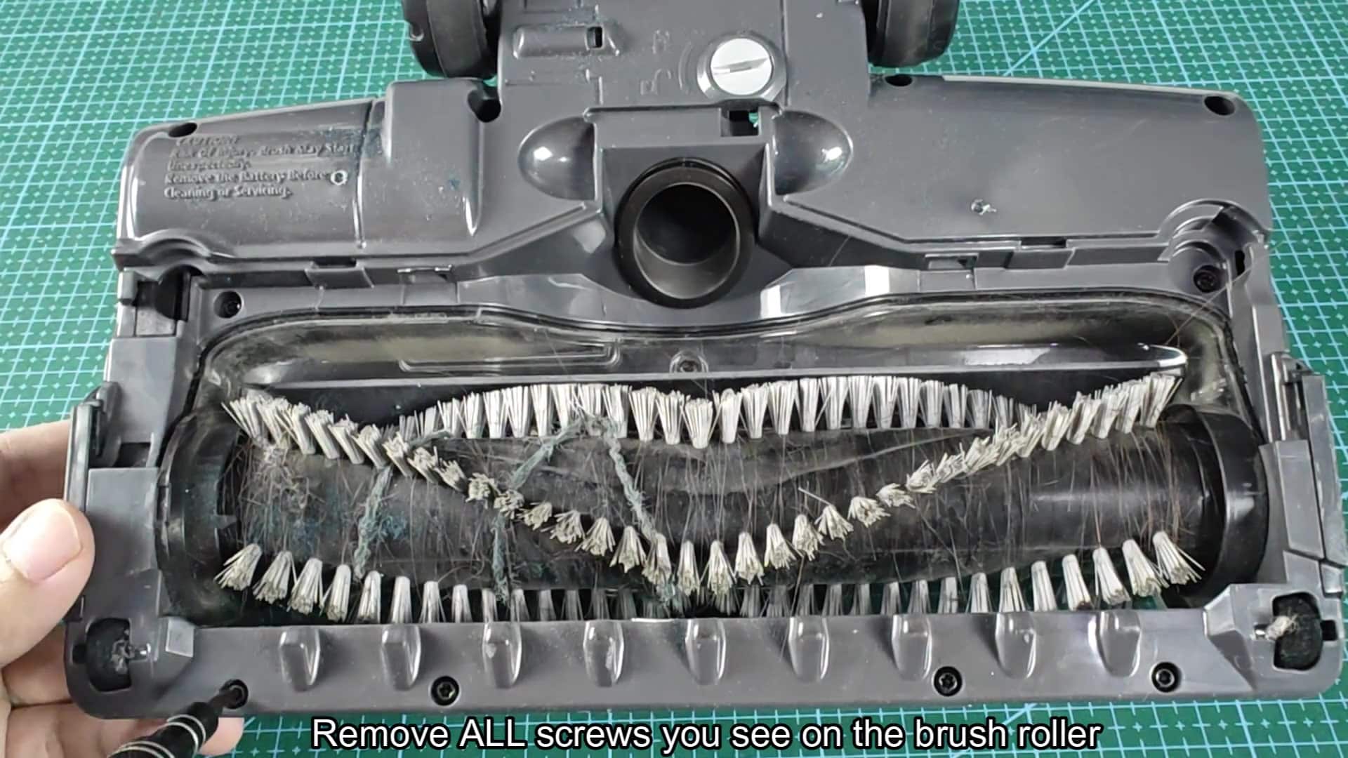 Brush roller underside with bristles Brush roller underside with bristles