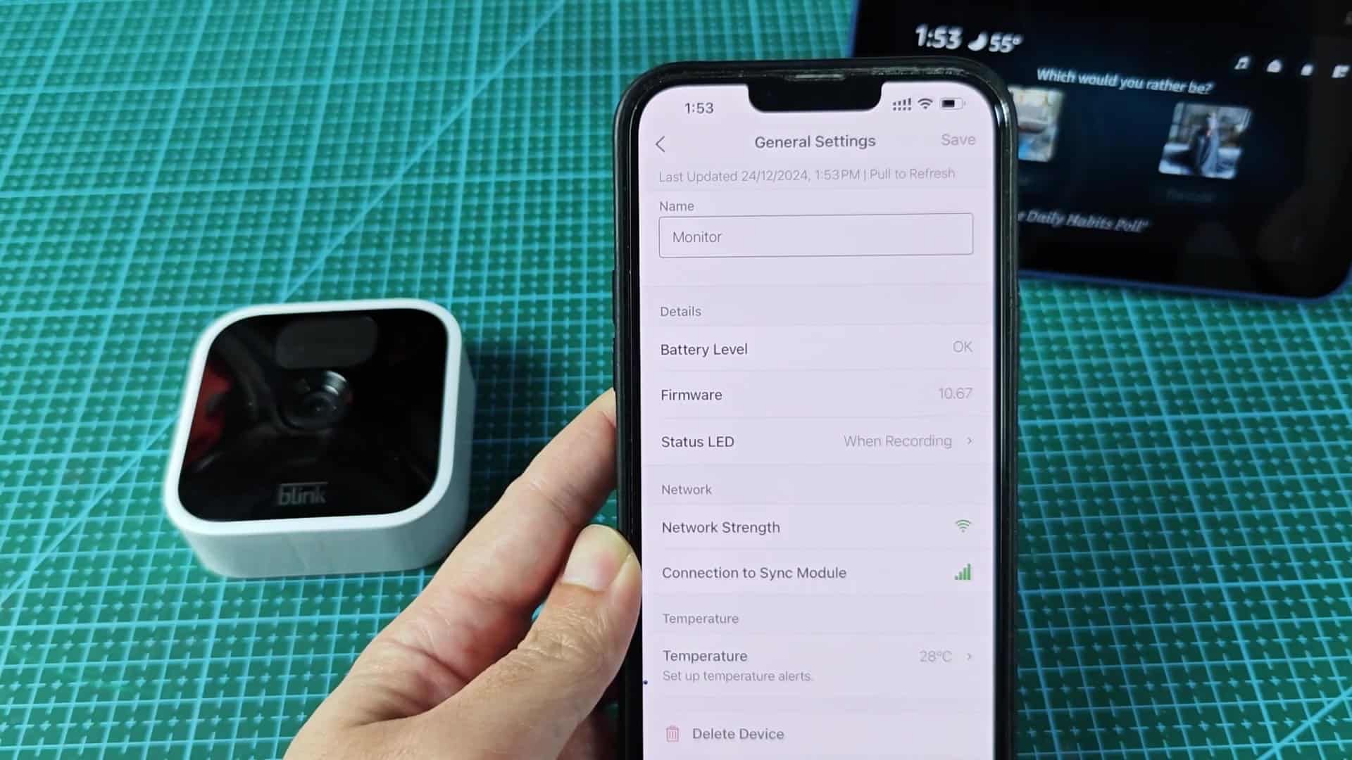 Camera general settings page on smartphone Camera general settings page on smartphone