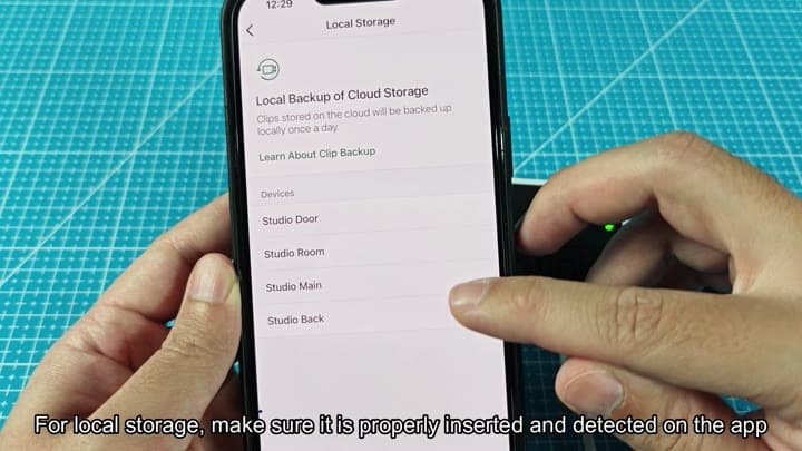 Camera list under local storage settings menu Camera list under local storage settings menu