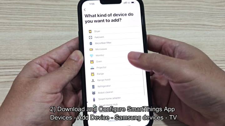 Choosing TV from SmartThings device list Choosing TV from SmartThings device list