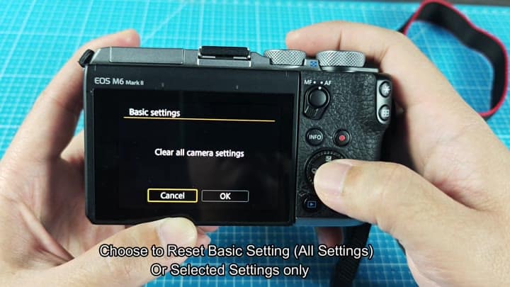 Clear all camera settings screen Clear all camera settings screen
