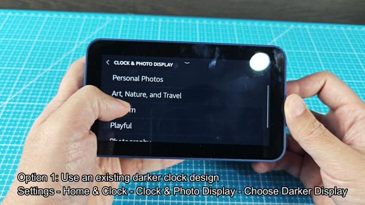Clock and photo display settings Clock and photo display settings