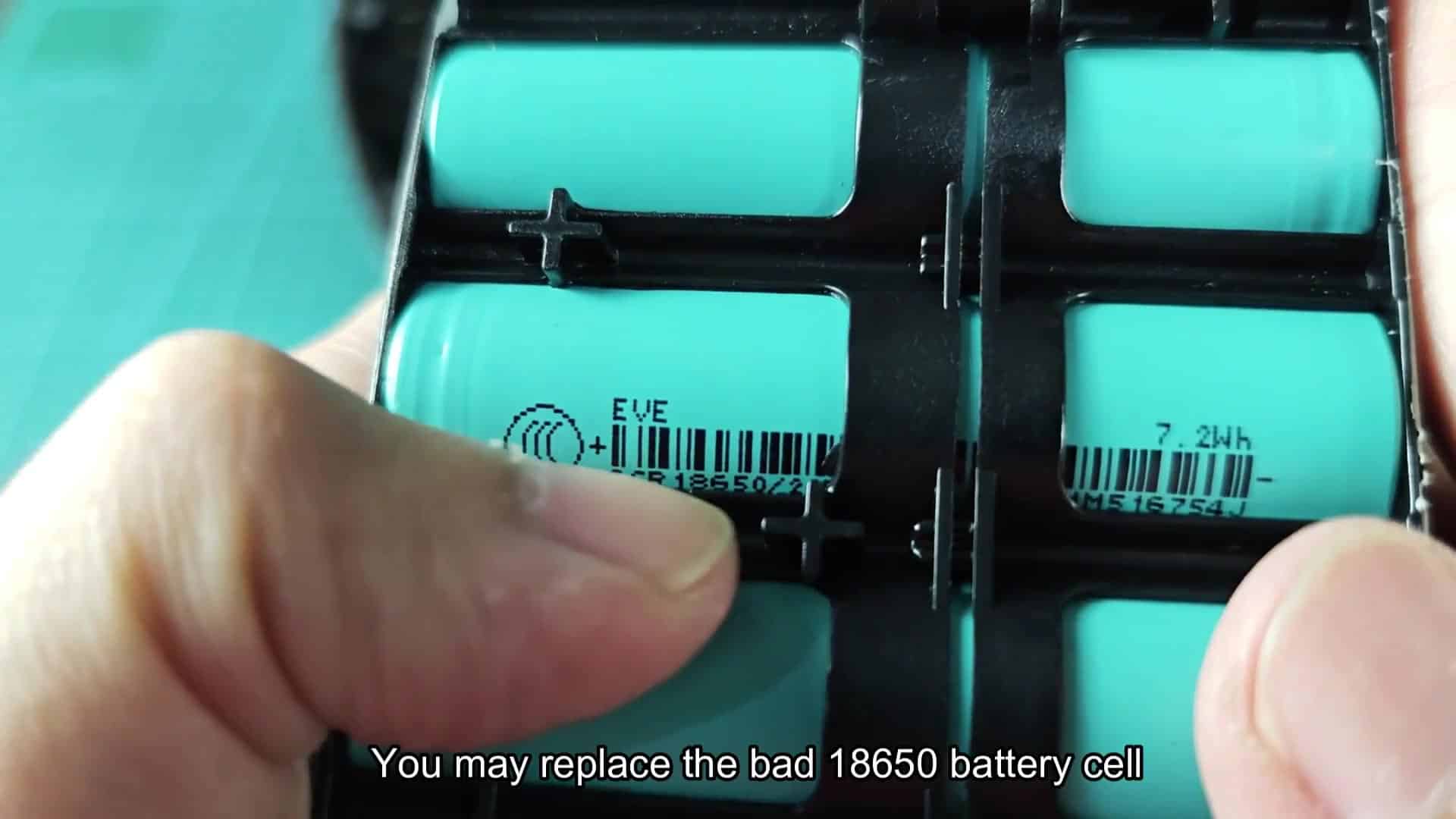 Close-up of ICR18650 battery cells in holder Close-up of ICR18650 battery cells in holder