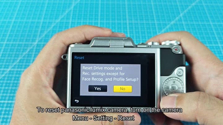Confirming factory reset on LCD screen Confirming factory reset on LCD screen