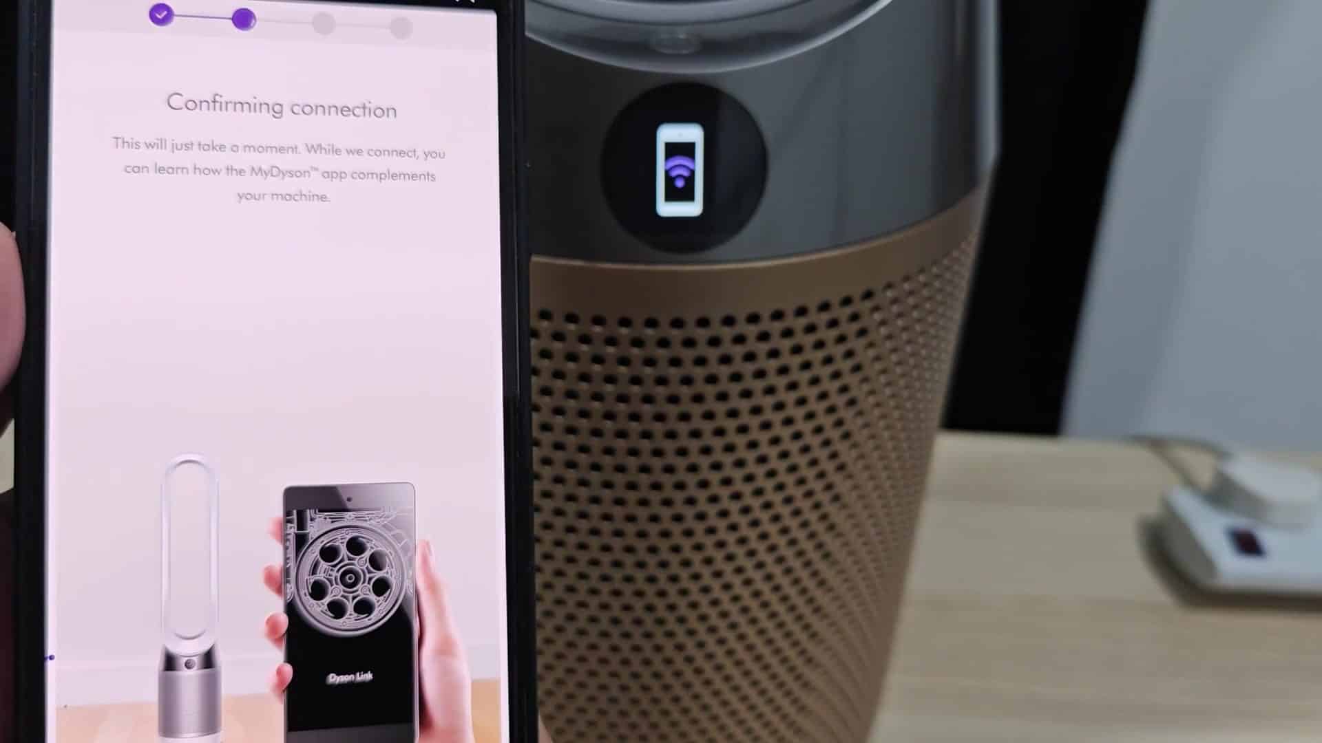 Connection confirmed on Dyson device display Connection confirmed on Dyson device display