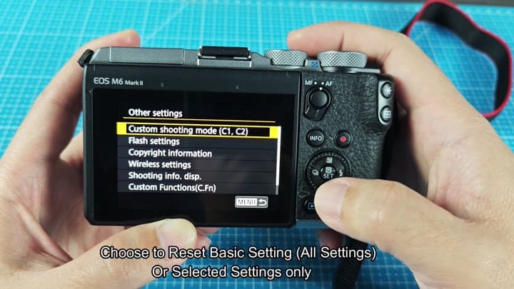 Custom shooting mode menu highlighted Custom shooting mode menu highlighted