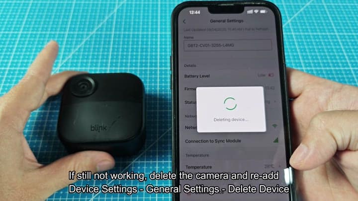 Deleting Blink camera from general settings Deleting Blink camera from general settings
