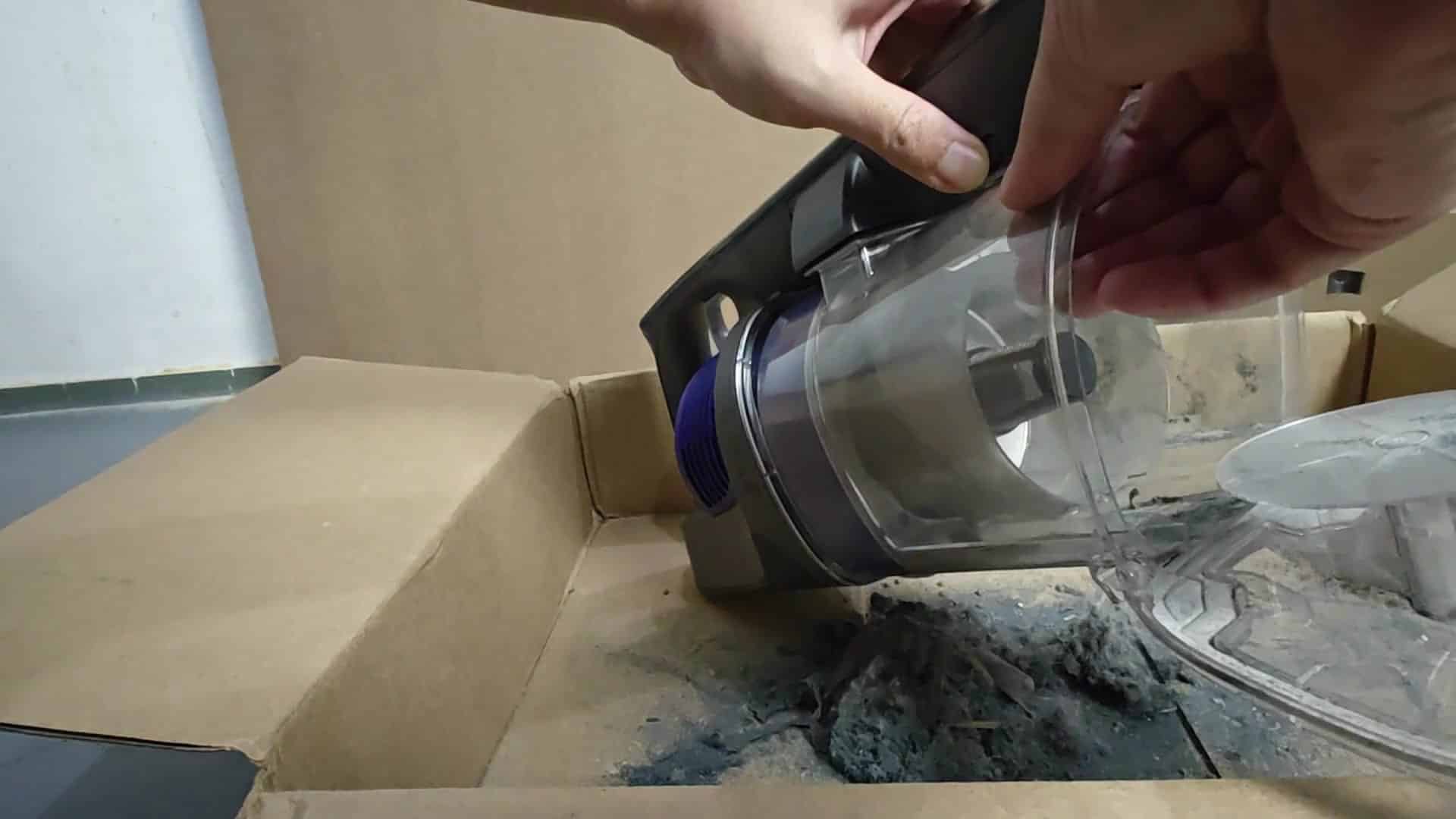 Detached canister showing filter intake area Detached canister showing filter intake area
