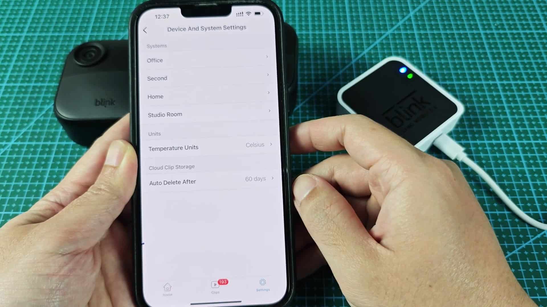 Device and system settings menu Device and system settings menu