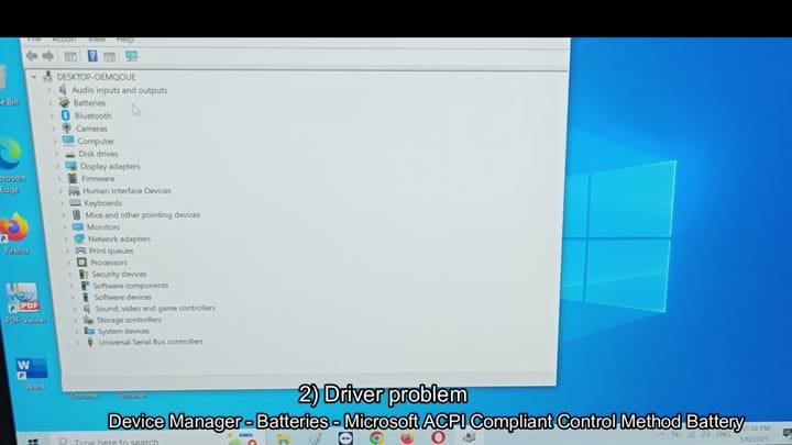 Device Manager showing Batteries category Device Manager showing Batteries category