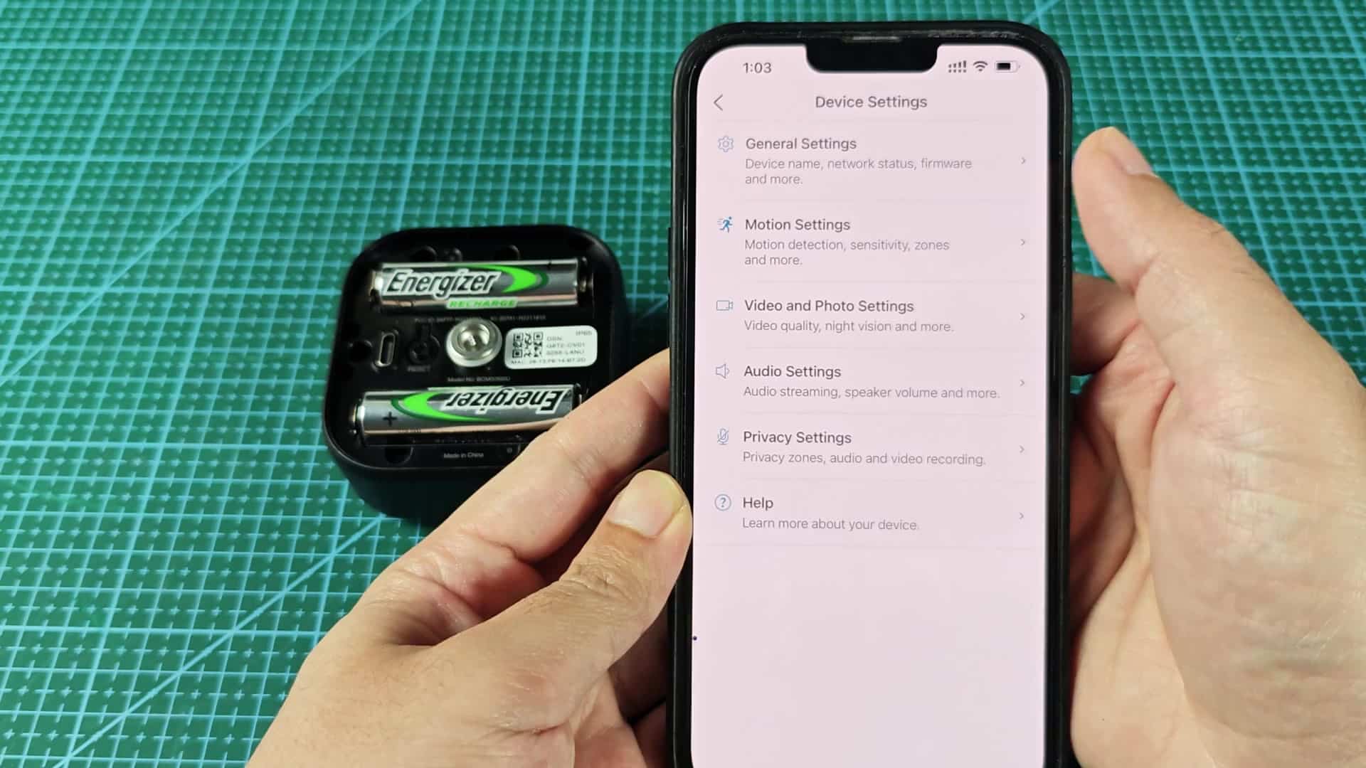 Device settings general motion audio Device settings general motion audio