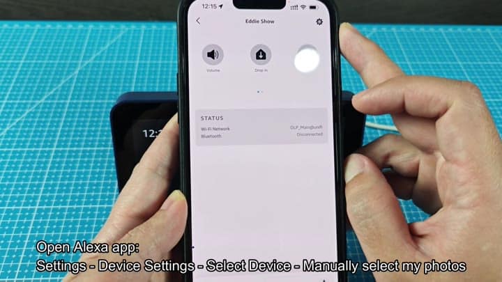 Device settings page on phone Device settings page on phone