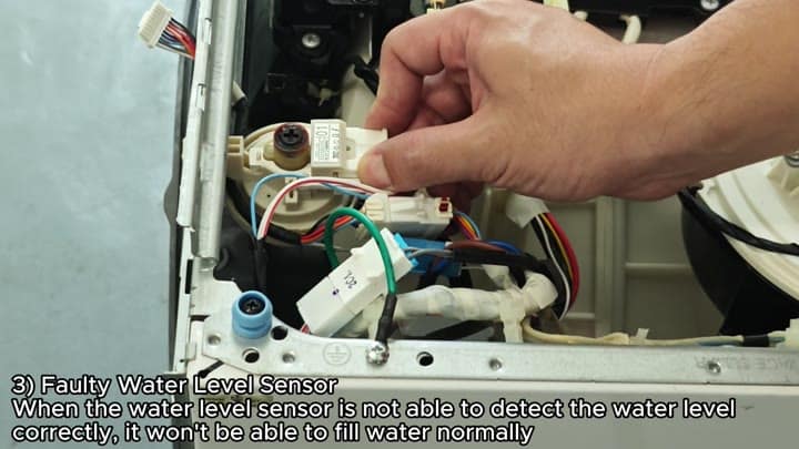 Disconnecting faulty water level sensor Disconnecting faulty water level sensor