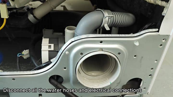 Disconnecting internal hoses and wires Disconnecting internal hoses and wires