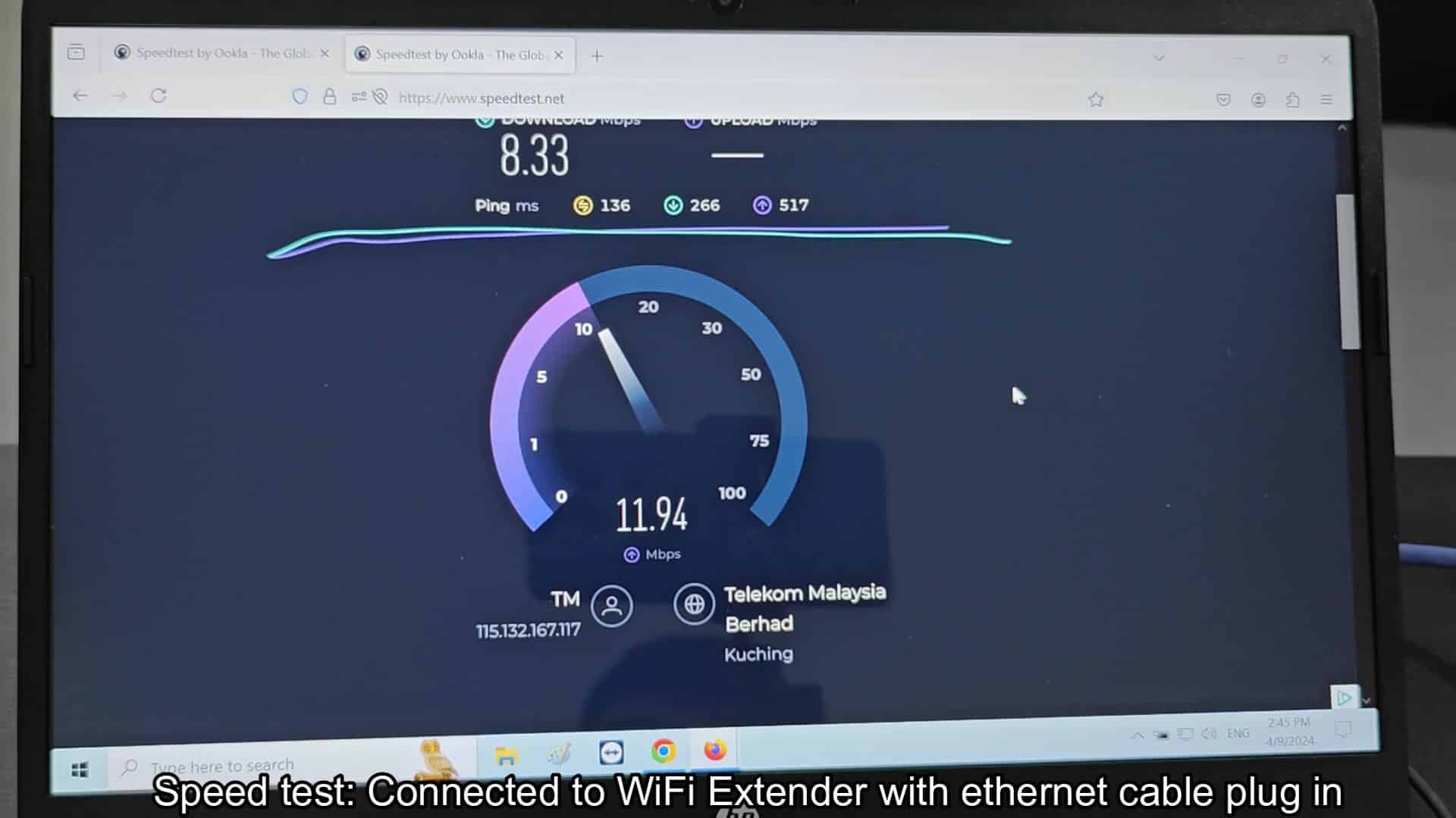 Download speed results with ethernet Download speed results with ethernet