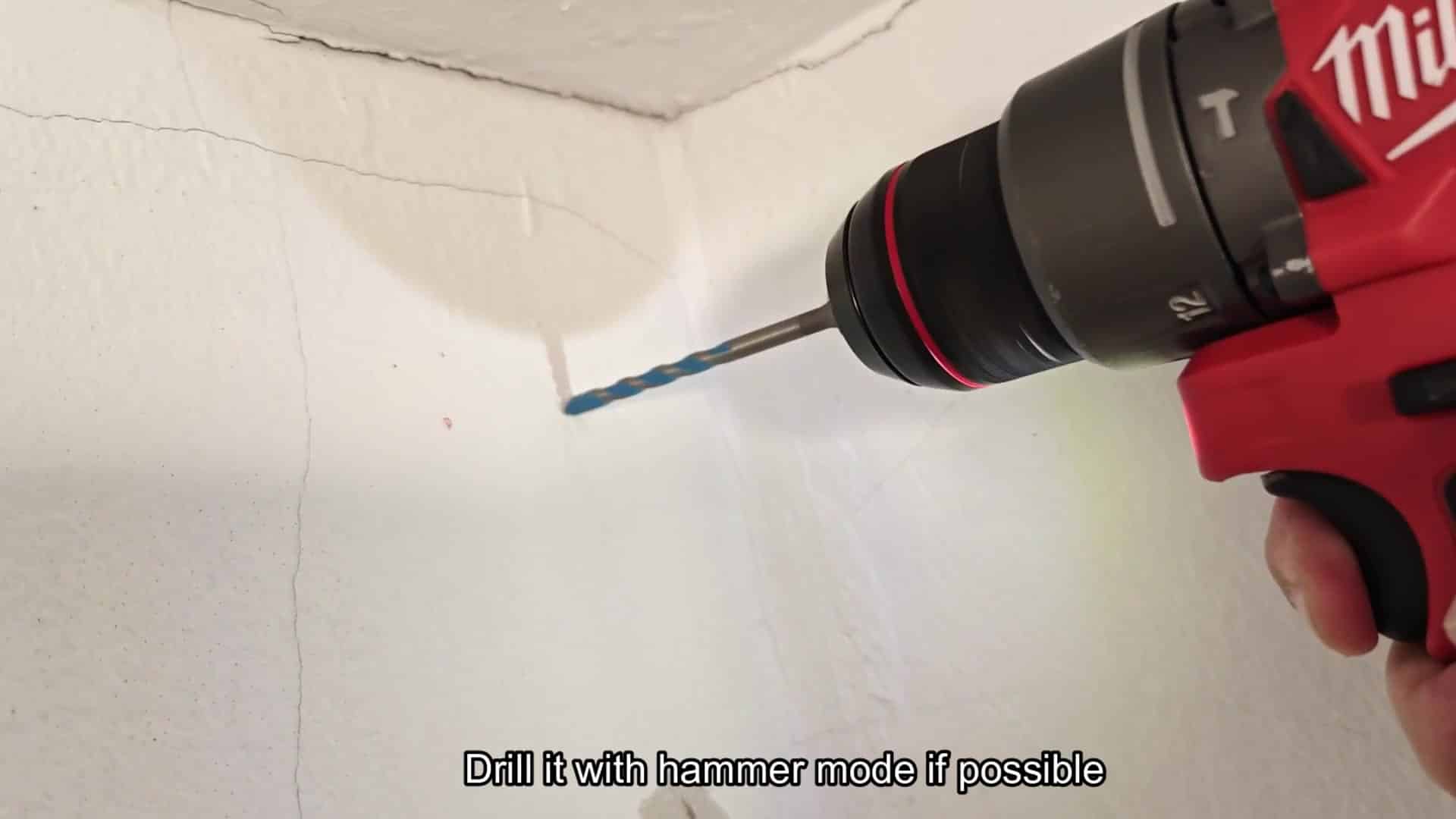 Drilling holes in concrete with hammer mode Drilling holes in concrete with hammer mode