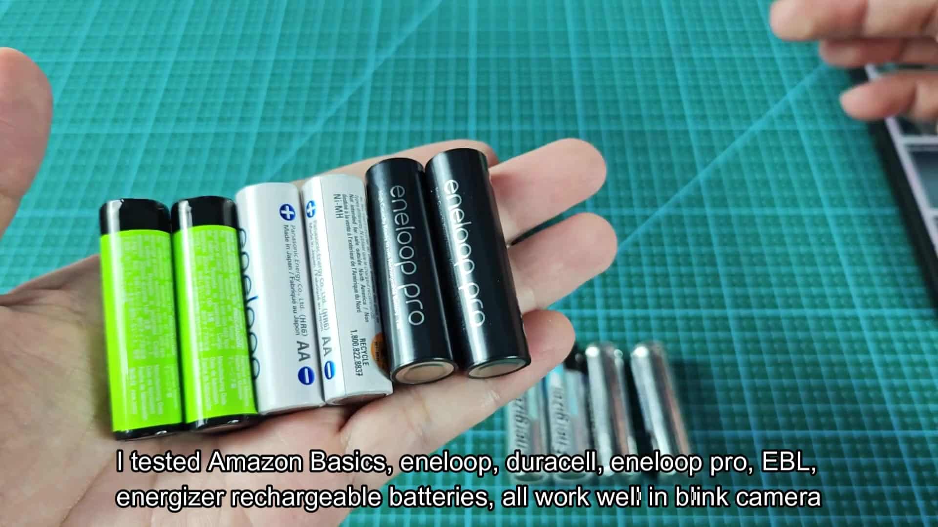 Duracell and eneloop pro rechargeable batteries shown Duracell and eneloop pro rechargeable batteries shown