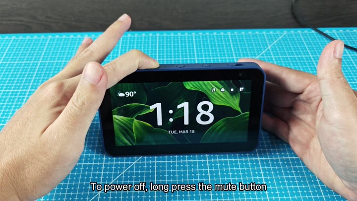 Echo Show displaying time and date Echo Show displaying time and date