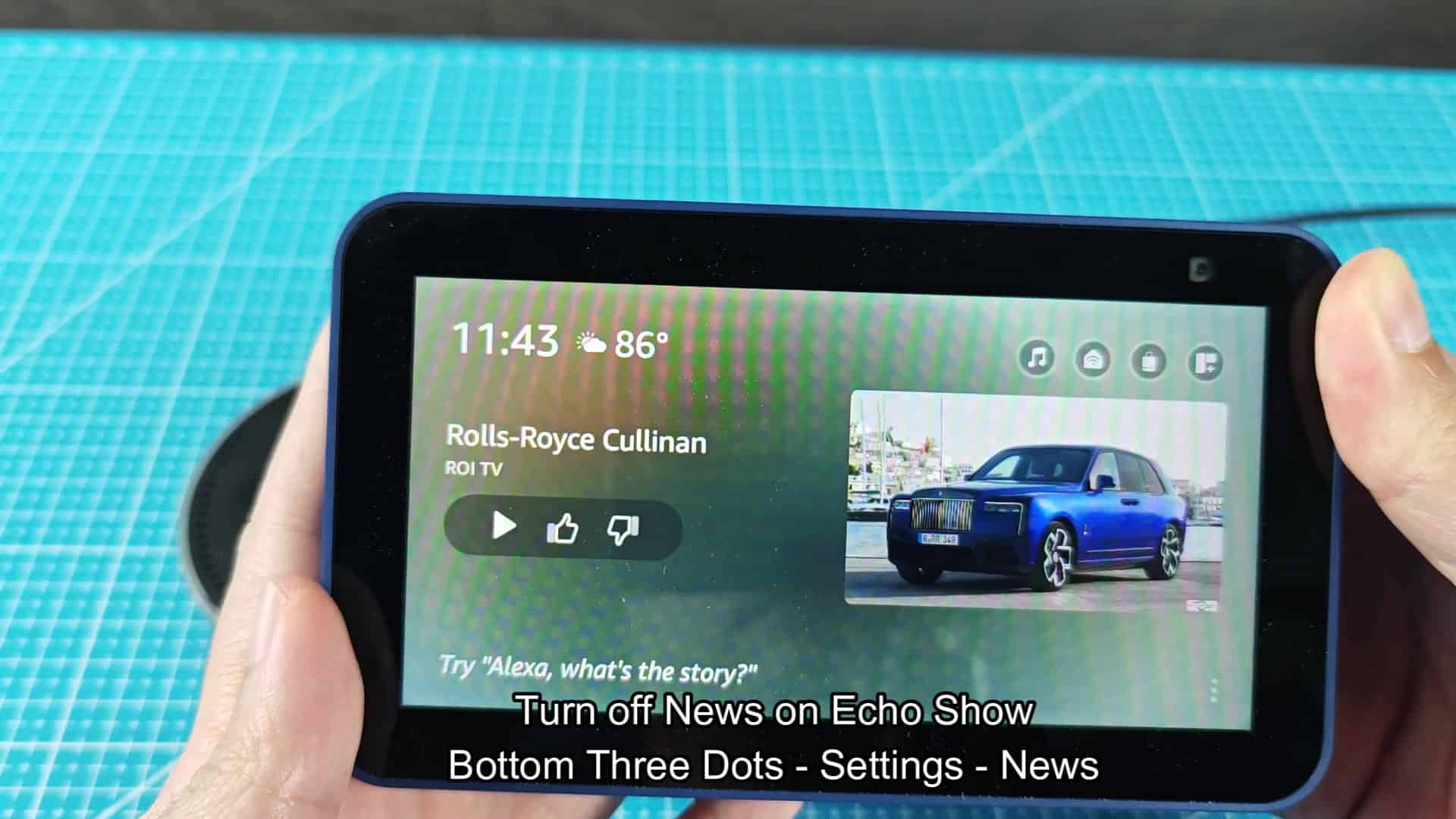 Echo Show home screen with news Echo Show home screen with news