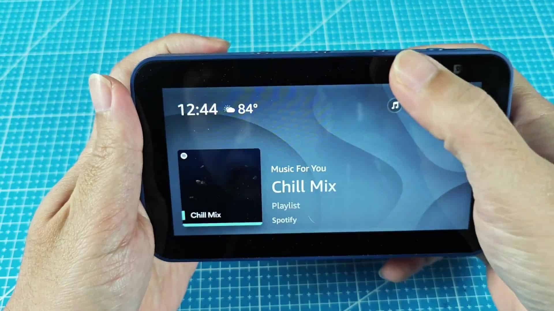 Echo Show main screen with music playing Echo Show main screen with music playing