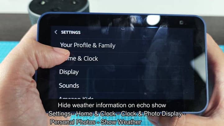 Echo Show settings menu open Echo Show settings menu open