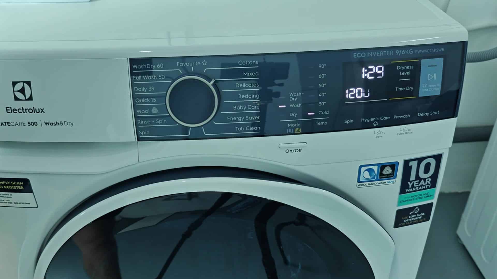 Electrolux Wash&Dry control panel overview Electrolux Wash&Dry control panel overview