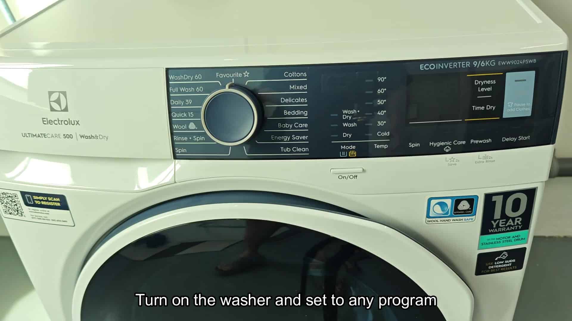 Electrolux washer control panel overview Electrolux washer control panel overview