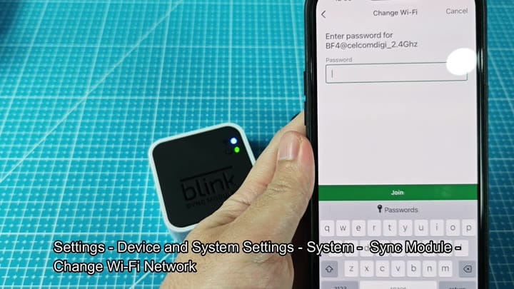 Entering password for Blink network Entering password for Blink network