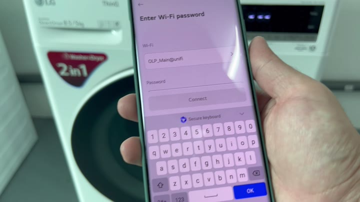 Entering Wi-Fi password on smartphone screen Entering Wi-Fi password on smartphone screen