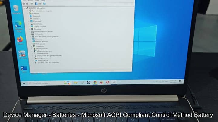 Expanding Batteries section in Device Manager Expanding Batteries section in Device Manager