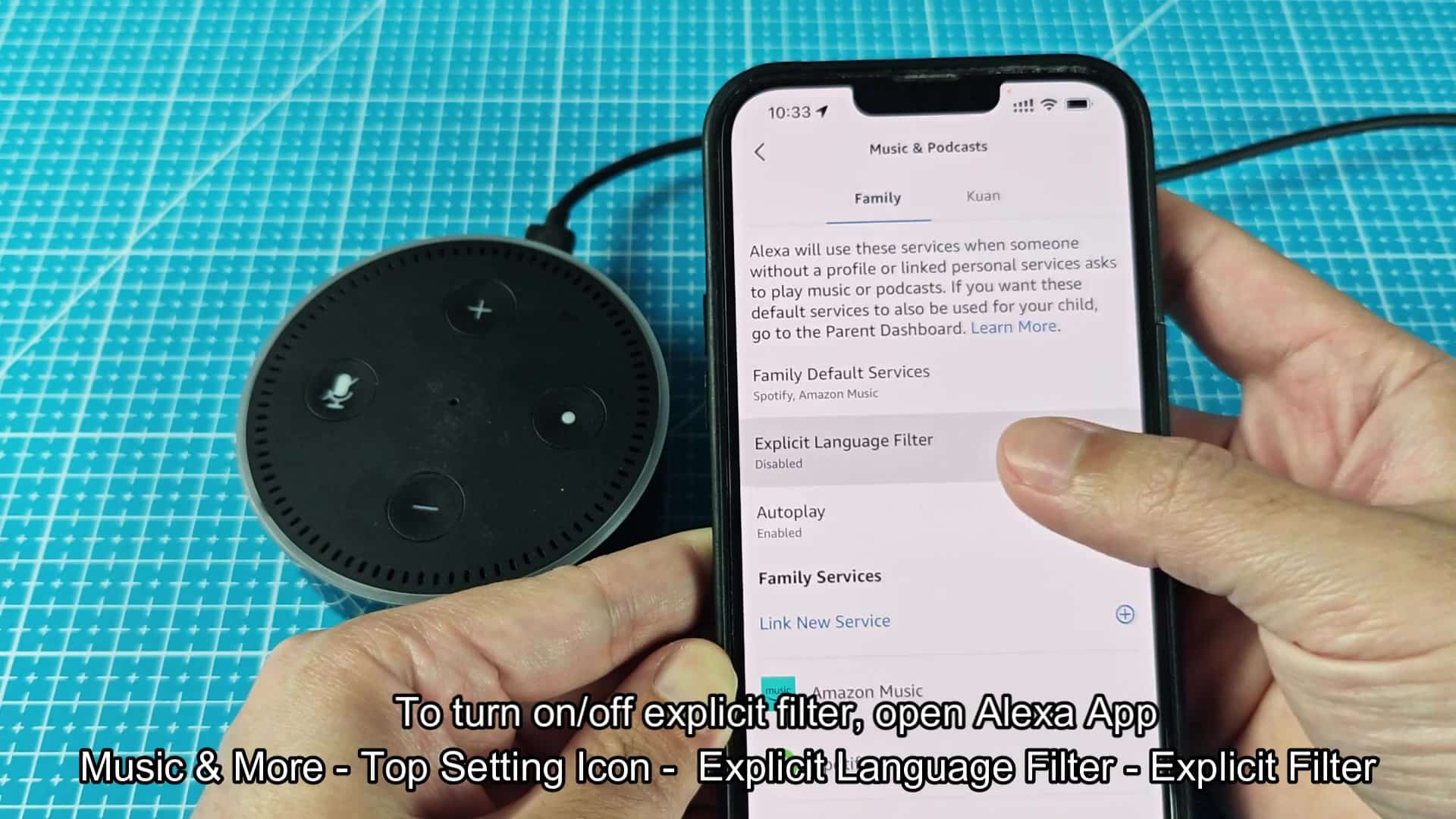 Explicit filter toggle switched off in app Explicit filter toggle switched off in app